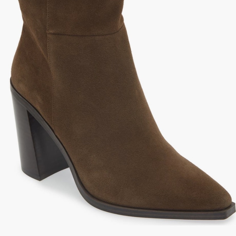 Women’s Steve Madden Silvee Snip Toe Brown Suede Heeled Boots sz 8 Like New